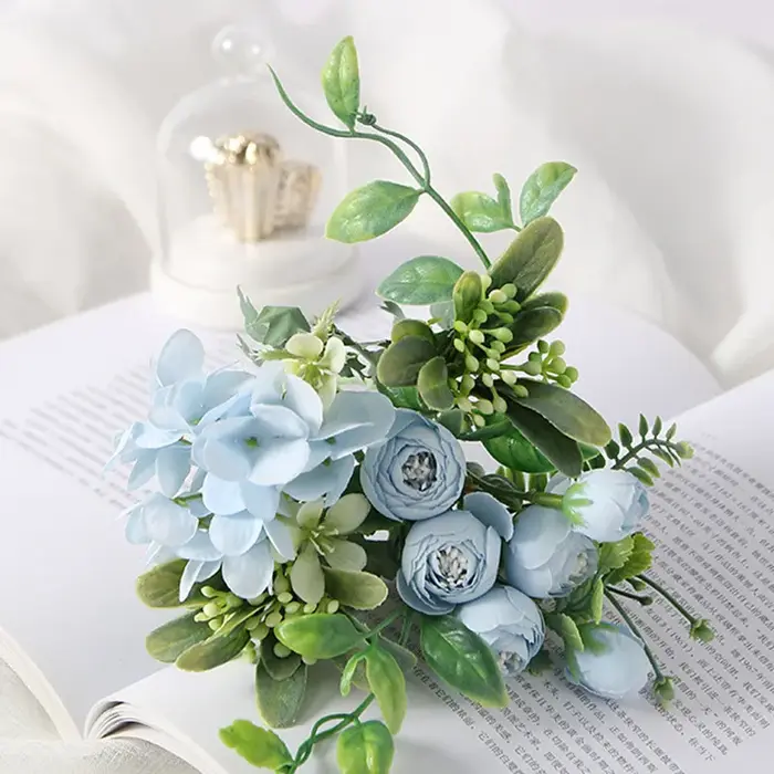 Bouquet d'hortensias artificielles en soie