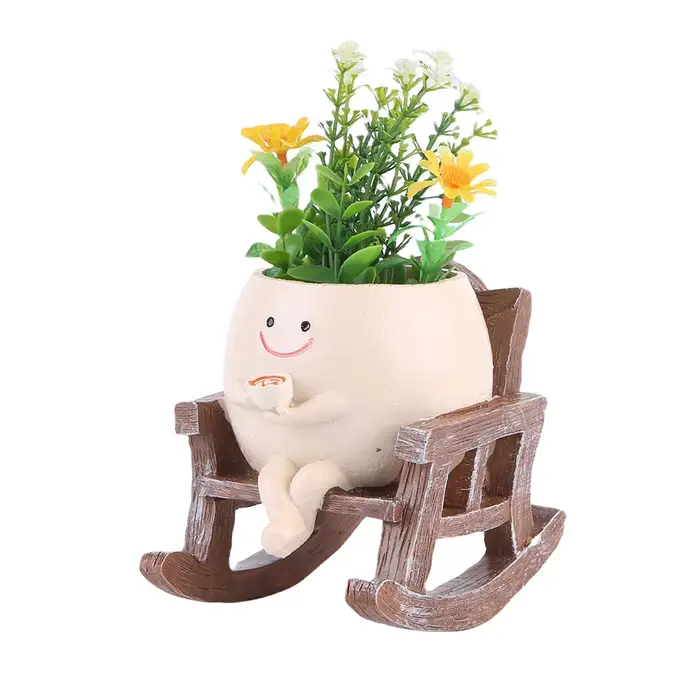 Pot de fleurs créatif en forme de tête de chaise à bascule/balançoire