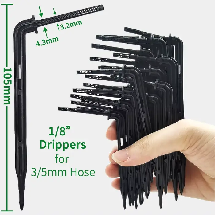 OASIS-Kit d'arrosage goutte-à-goutte à flèche courbée, 25 pièces, micro goutteurs pour tuyau de 3/5m