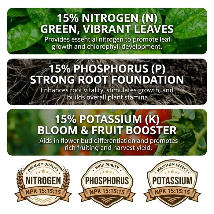 Engrais NPK Premium Tout Usage, Aliment Organique pour Plantes, Nutriments de Croissance avec Cuillère pour Jardin Domestique, Légumes, Arbres Fruitiers, Fleurs