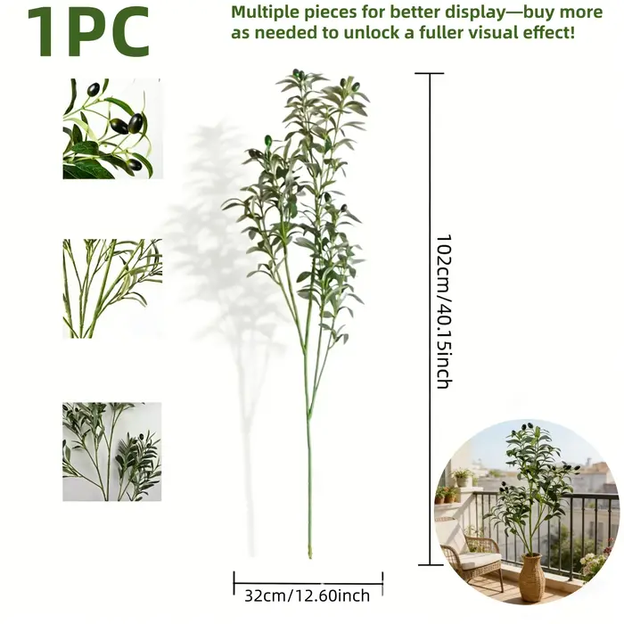 Arbre d'olivier artificiel 28cm-120cm, plante verte artificielle sans pot pour la décoration intérieure du salon, de la cour et de la maison