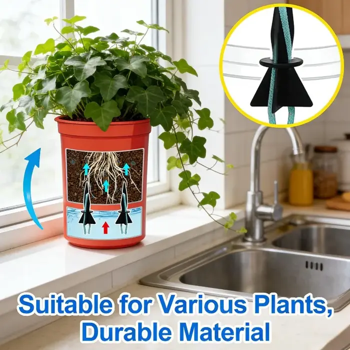 50x pics d'arrosage automatique pour plantes avec cordes en coton