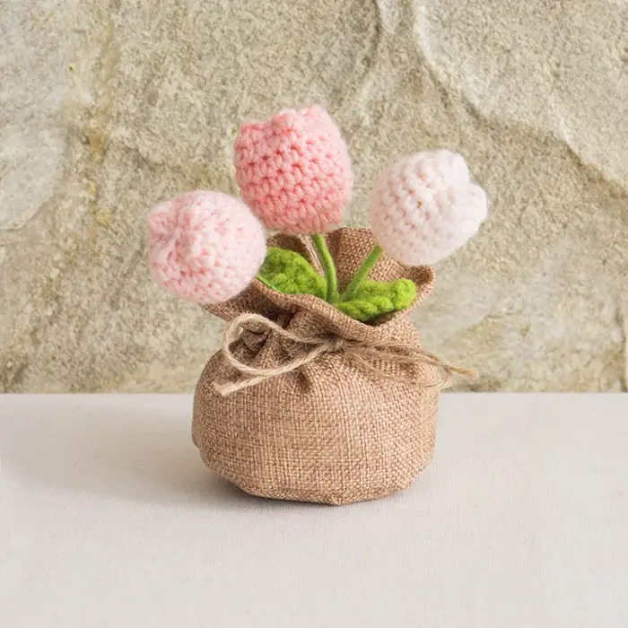 Belle tulipe Crochet en pot tricoté tulipes