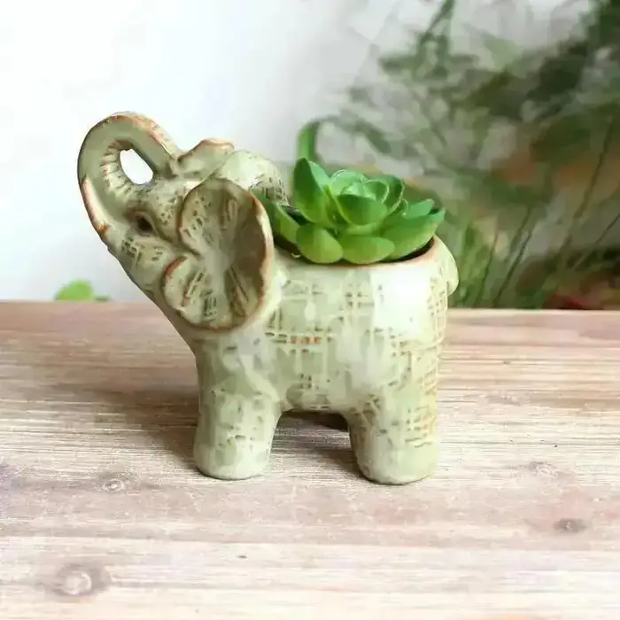 Nouveau pot de fleurs en céramique vintage en forme d'éléphant, pot pour plantes succulentes, décora