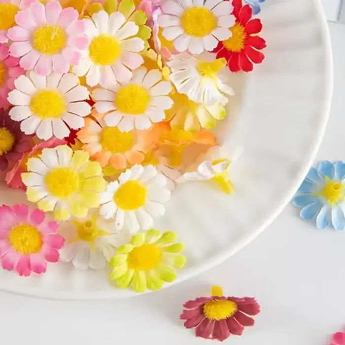 50/100pc Fleurs Artificielles Tournesol Soie Daisy Tête Valentine Maison De Mariage Décor BRICOLAGE Cadeau Scrapbook Faux Usine Festival Couronne