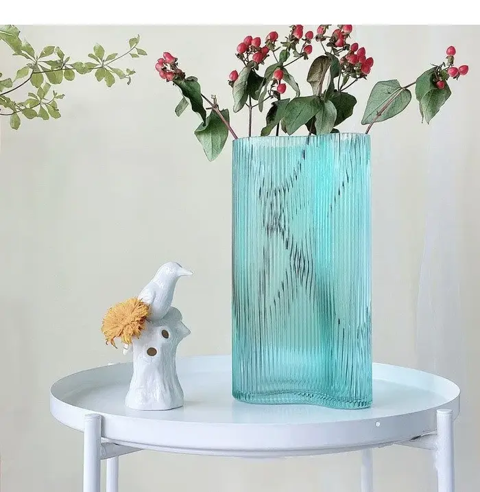 Vase en verre à Grain Vertical de grand diamètre