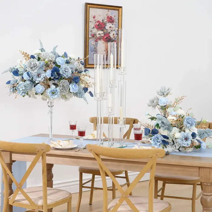 Haze bleu Eucalyptus pivoine feuille d'or centres de Table fleur boule décor mariage Banquet réception accessoires fenêtre affichage C8933