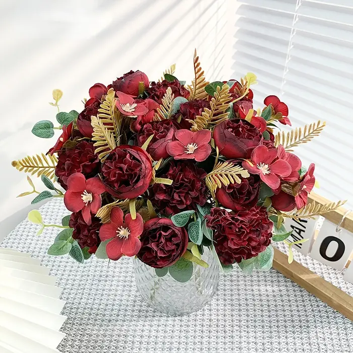 Grandes roses de thé artificielles en soie