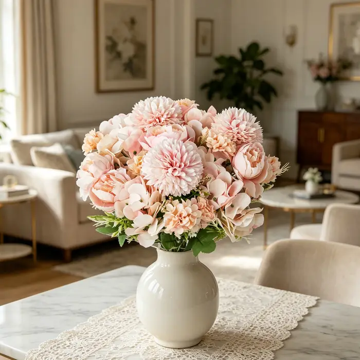 Fleurs Artificielles en Soie Pivoine Hortensia pour Festival
