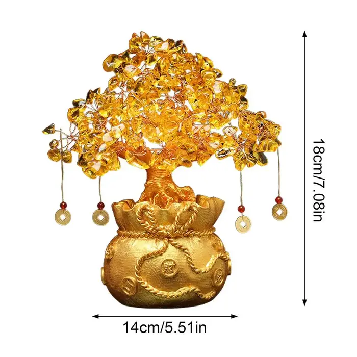 Arbre d'argent Citrine chinois Feng Shui Fa Cai cristal Yuanbao arbre de Fortune d'argent pour la ri