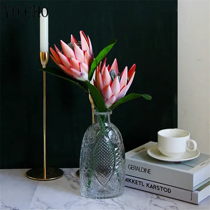 YO CHO fleur artificielle soie roi Protea bricolage Arrangement floral faux fleurs empereur blanc maison fête Table de mariage décoration