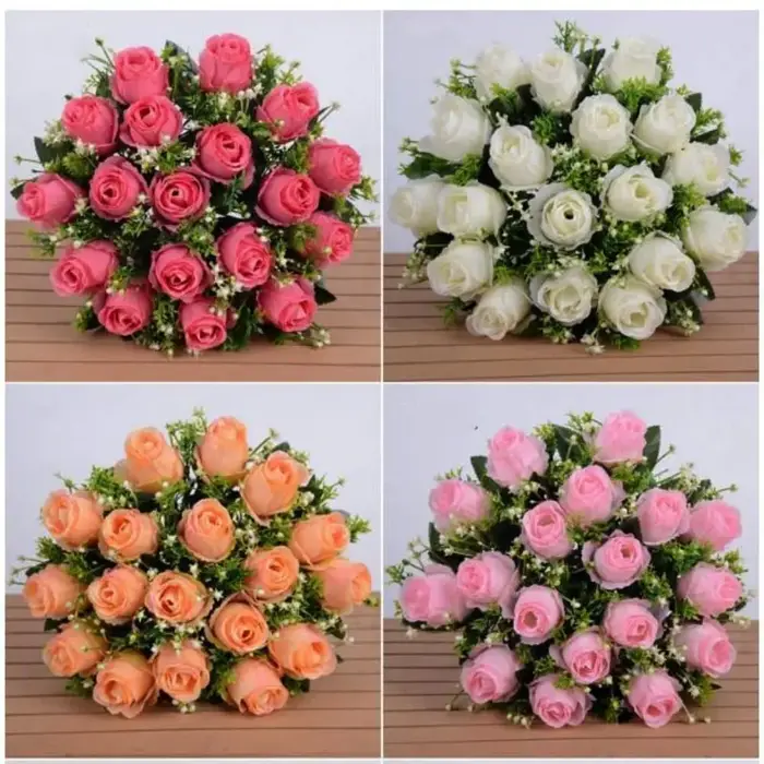 18 Têtes de fleurs artificielles réalistes, 10 couleurs, mini roses de la Saint-Valentin, pour photographie, cadeau, rose naturelle simulée, décoration intérieure