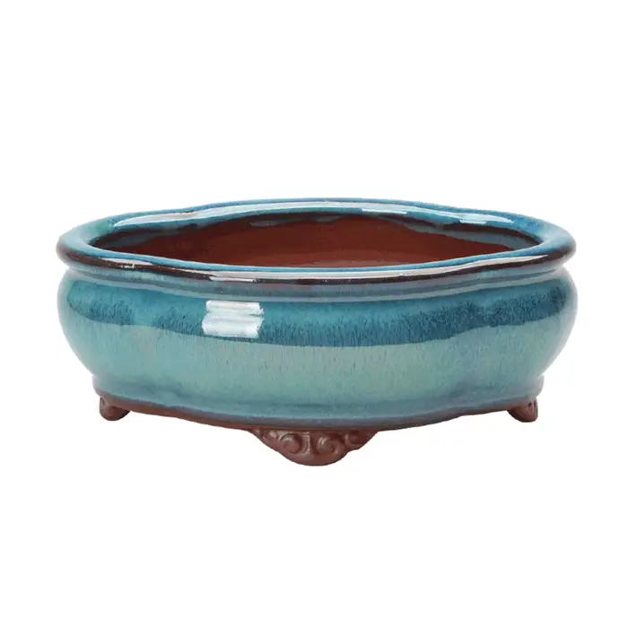 Pots de jardinière de jardin en céramique, Pots de bonsaï élégants et respirants en poterie brute po