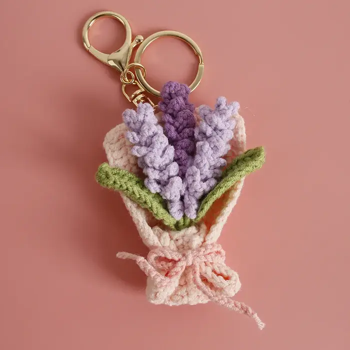 Porte-clés Bouquet de fleurs tricoté créatif