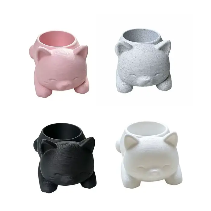Pot de fleurs en forme de chat imprimé en 3D Kawaii