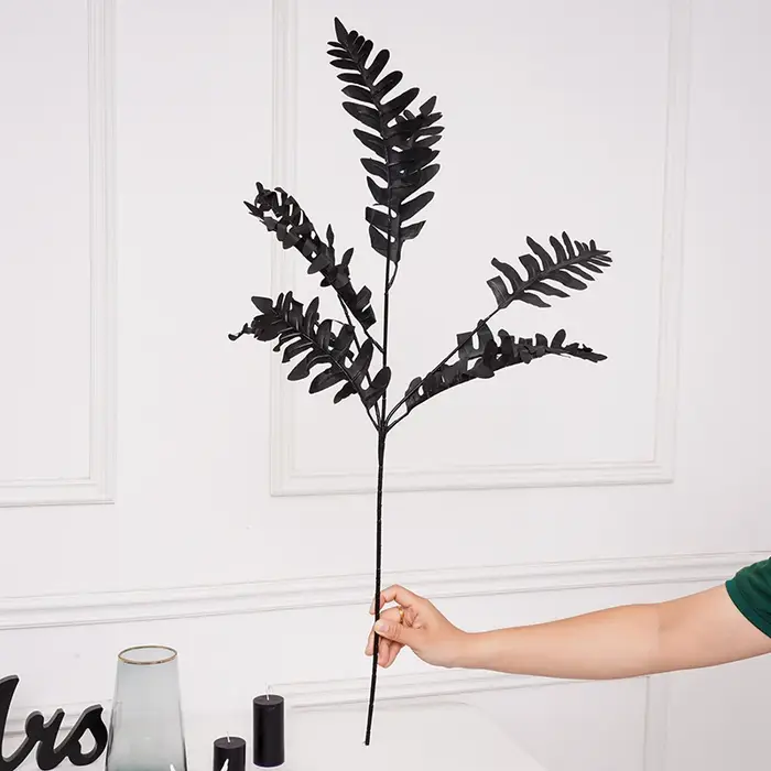 Feuilles de plantes artificielles en soie série noire