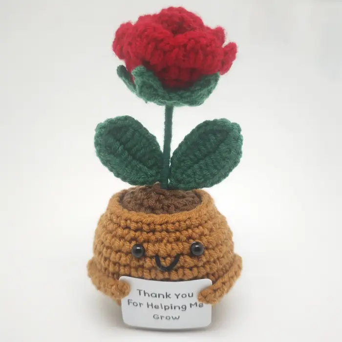 Tulipe artificielle au Crochet, plantes tissées à la main, tournesol tricoté, cadeau de mariage pour