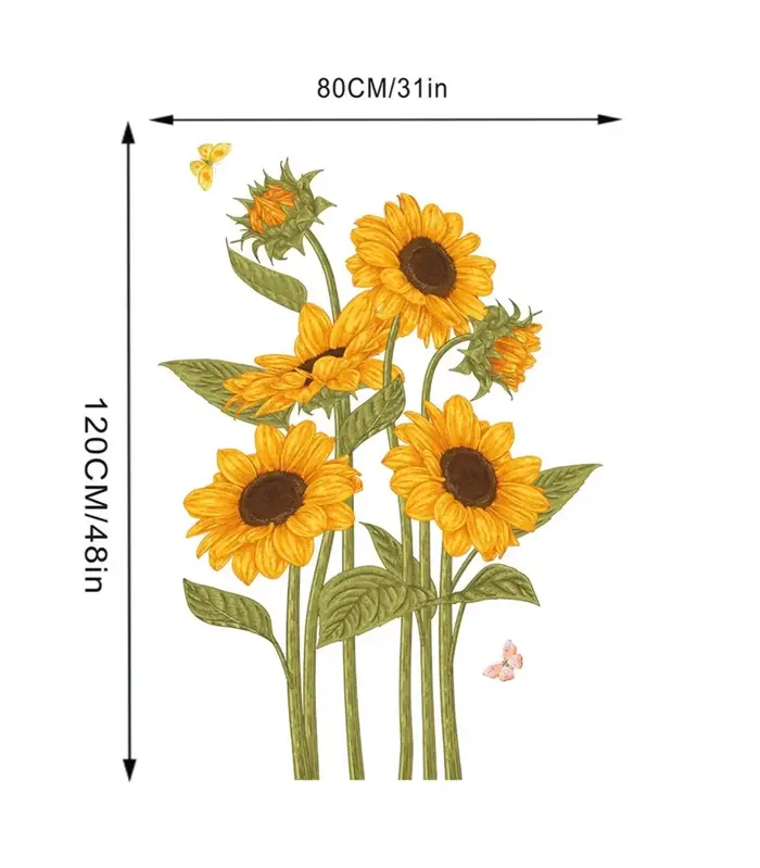 2 pièces d'autocollants muraux papillon tournesol pour salon