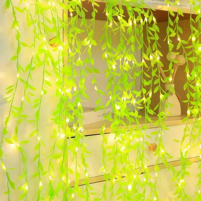 Guirlande lumineuse en forme de feuilles vertes, guirlande lumineuse féerique en forme de feuilles de lierre pour la décoration de chambre à coucher, fête, festival, mariage, anniversaire, Noël, Saint