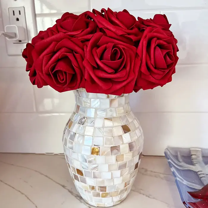 Rose rouge fleurs artificielles bricolage Bouquets 25 pièces ensemble PE Roses fausse fleur pour centres de table de fête de mariage décor cadeaux de saint valentin