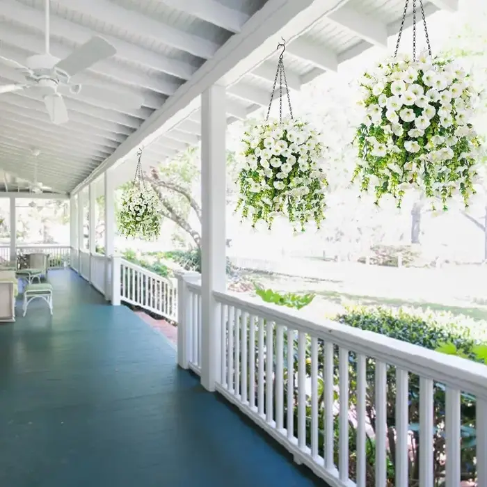 2 pièces fleurs artificielles fausse fleur extérieure maison jardin tenture murale pétrolia plantes