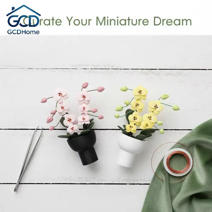 Mini Orchidée Phalaenopsis Artificielle Réaliste en Pot pour Décoration de Maison de Poupées, Jardin Féerique, Bricolage, Petit Cadeau