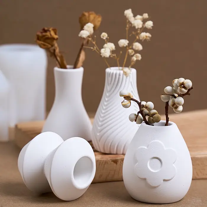 Vase à fleurs 3D à rayures d'amour