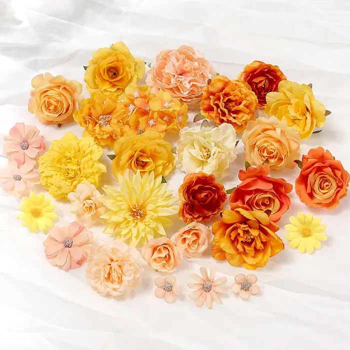 Têtes de roses artificielles série Orange