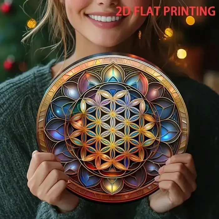 Art mural à géométrie sacrée, fleur de vie, Mandala en fer de 8 pouces, décor suspendu pour porte in