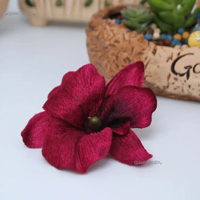 Qiancloud-Orchidée artificielle en velours pour mariage, têtes de fleurs artificielles, fleurs lumin