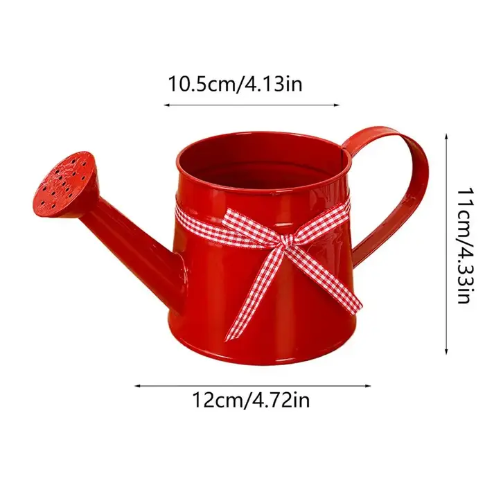 Mini arrosoir 1L en métal avec tête de pulvérisation et ruban à carreaux