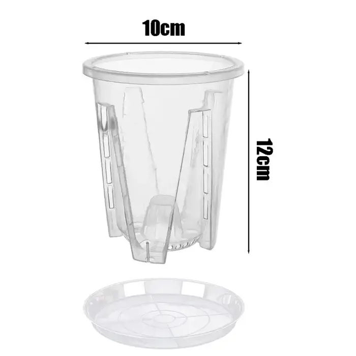 Pot de fleurs en plastique PP transparent respirant avec trous d'aération pour orchidées, drainage a