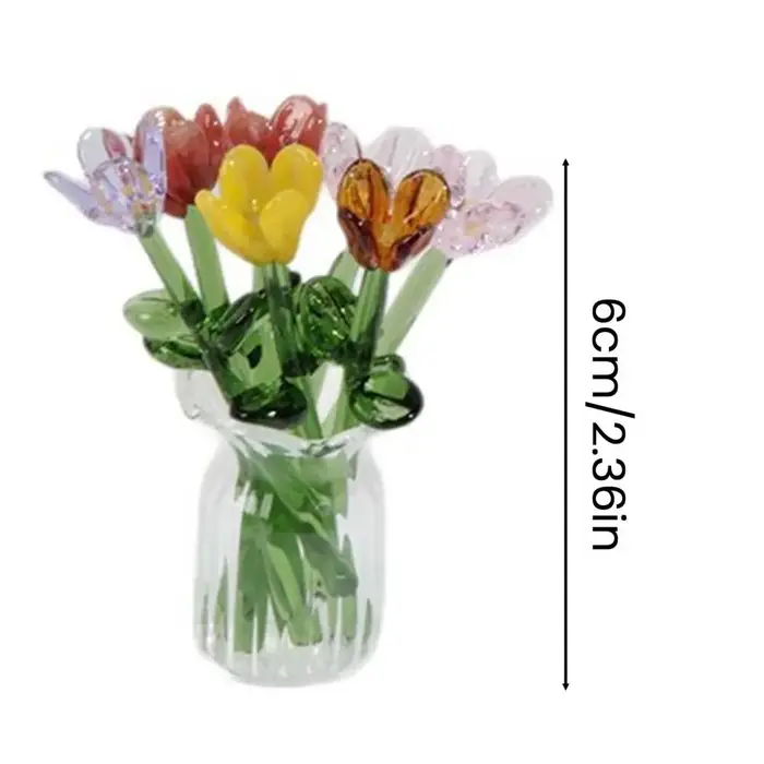 Bouquet de fleurs en verre avec vase