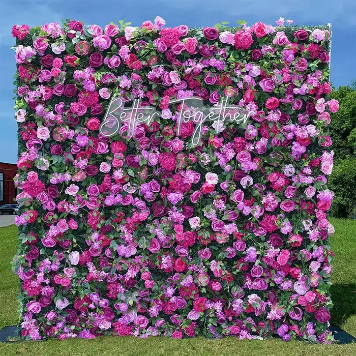 Mur de fleurs en tissu enroulable