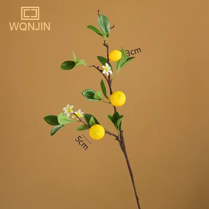 Branche de citron de luxe avec feuilles vertes, fleurs artificielles, accessoires de photographie à 