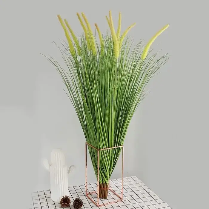 Nouveau 98 cm 2 PC plantes artificielles herbe verte pompon Pampas fausses fleurs fête mariage jardin avec extérieur nordique décoration de la maison