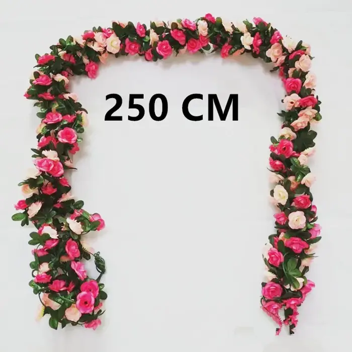 Nouvelle fleur artificielle rotin décoration rose soie guirlande