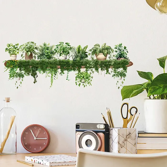 Autocollants muraux de décoration de plante verte