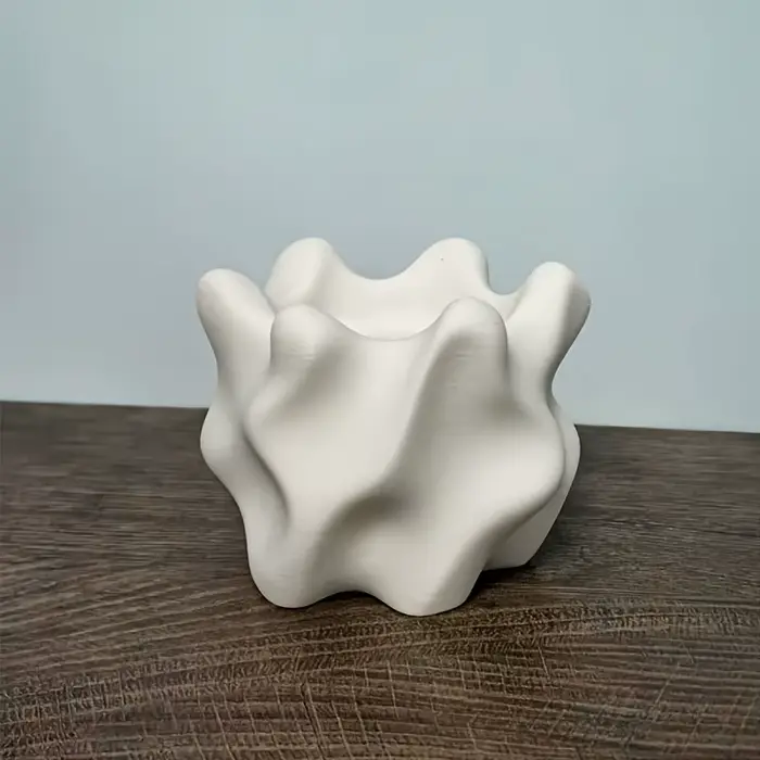 Pot de fleurs géométrique rétro moderne avec trou de drainage, pot à succulentes de forme irrégulièr