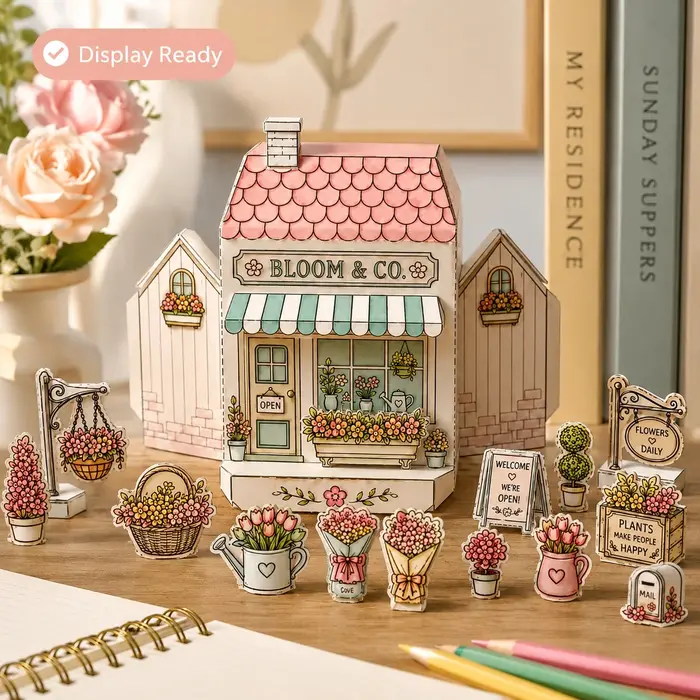 Kit de Bricolage Fleur en Papier DIY, Kit Artisanat Maison 3D Origami, Ensemble de Papier Pliable Fait Main, Ornement Créatif, Kit de Fabrication d'Origami