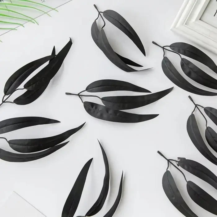 Plantes artificielles feuilles d'eucalyptus feuille de saule noir pour le festival mariage décoration de la maison bricolage craftswreaths accessoires bouquet