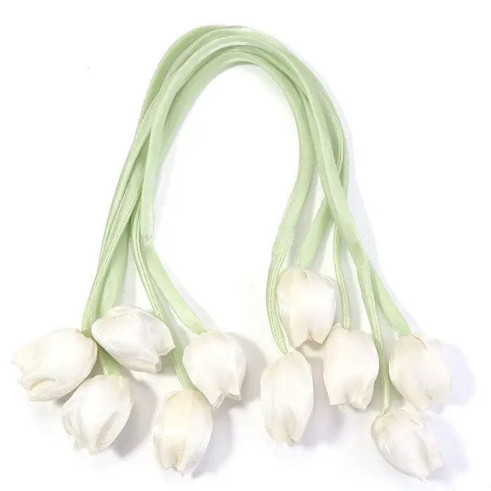 Lot de 5 fleurs décoratives 3D en forme de tulipe avec nœud, pour décoration de gâteaux, bandeaux, o