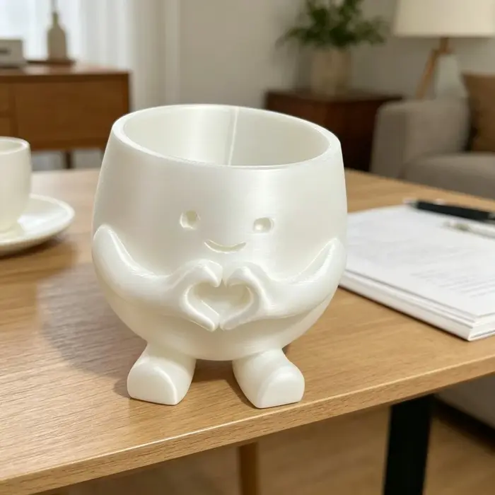 Pot de fleurs imprimé en 3D en forme de mains de cœur