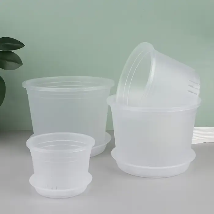 Pot d'orchidée rond Transparent avec/sans plateau