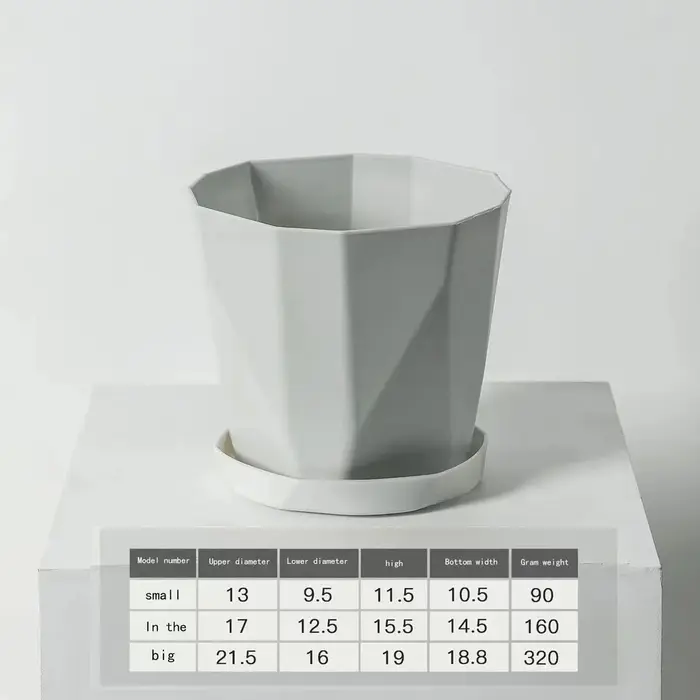 Pots de fleurs en plastique de grand diamètre pour plantes succulentes et vertes d'intérieur et d'ex