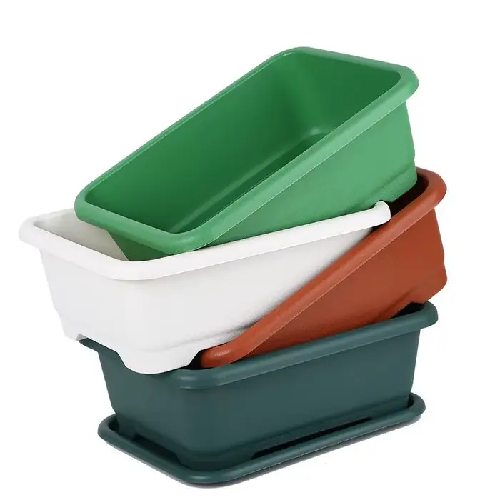 Jardinière rectangulaire incassable et résistante aux chocs avec trous de drainage