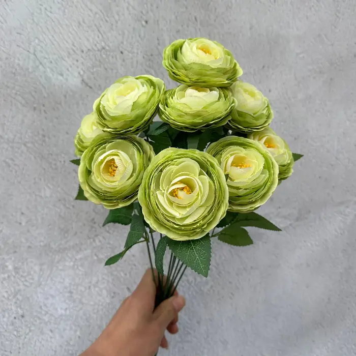 Bouquet de 9 têtes de fleurs artificielles Eustoma