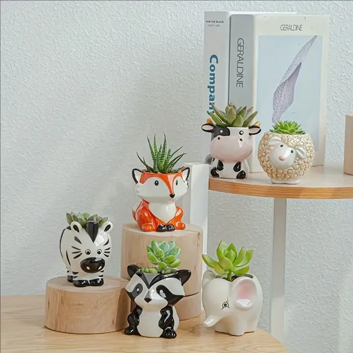 1 pot à plantes en céramique à thème animalier mignon