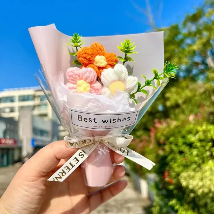 Mini bouquet de fleurs au crochet