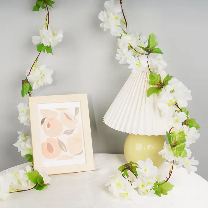 Guirlande de fleurs de cerisier artificielles en soie